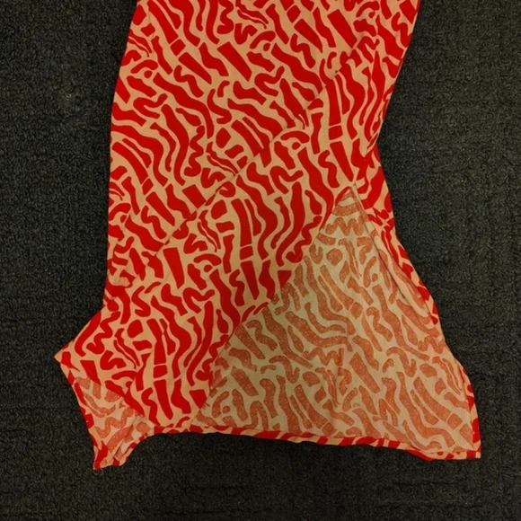 Band of the Free Medium Orange & Cream Criss Cross Spaghetti Strap Summer Dress - Picture 9 of 11